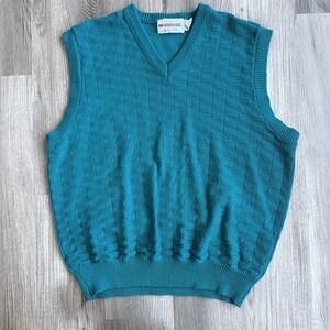 VINTAGE McGREGOR Electric Blue Acrylic Sweater Vest 80s Bold Bright Men's XL